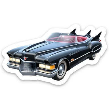  aerodynamic opulent dark knight futuristic concept Catwoman Batgirlmobile loosely based on 1977 Buick  coupe deville roadster racing(flat long straight faceted mechanical body) winged stealthy street hot rod  sticker