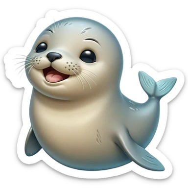 Cinematic Cute Yawning Seal Portrait Emoji, Head tilted slightly with a dramatic, wide-open yawn, showcasing a lustrous, sleek body and half-closed, drowsy eyes exuding cozy contentment, Simplified yet irresistibly adorable features, highly detailed, glowing with a soft, cozy oceanic glow, high shine, relaxed yet expressive, stylized with a dash of whimsical marine charm, soft glowing outline, capturing the essence of a drowsy yet affectionate seal that seems ready to drift out of the screen for a nap! sticker