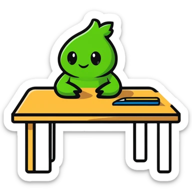 table with MAKAR written on top sticker