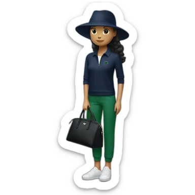 Lacoste bag girl with black lacoste hat sticker