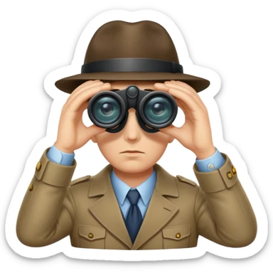 Detective peeking through binoculars sticker