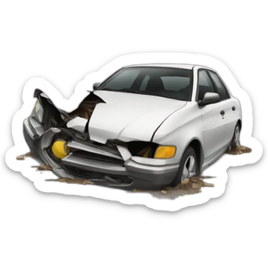 Crashed car sticker