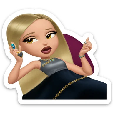 blonde girl with jewelry sticker