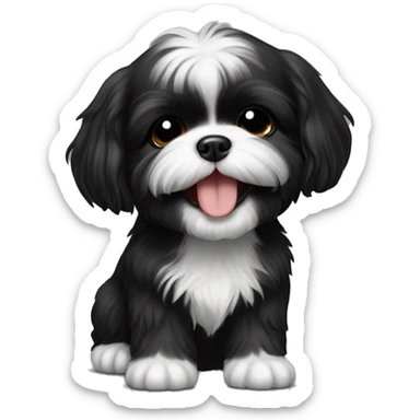 happy black shih tzu puppy sticker