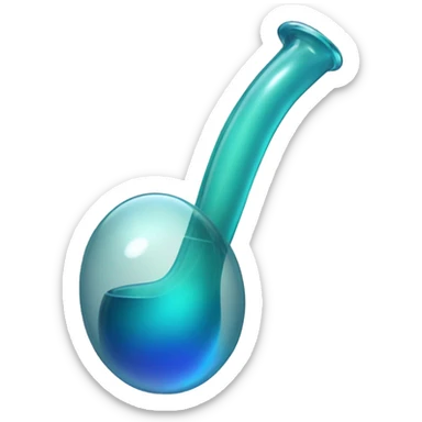 Glass stemmed pipe with a glass blown bubble on the end of the stem sticker