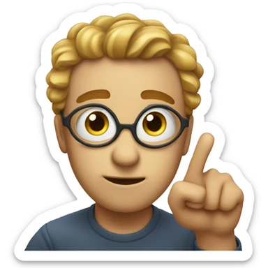 emoji holding up an index finger like he's saying I'll be rigjht back sticker