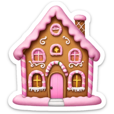 Gingerbread house pink sticker