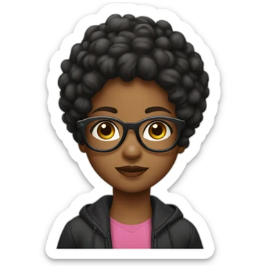 Niña raza blanca pelo negro oscuro liso con gafas cuadradas sticker