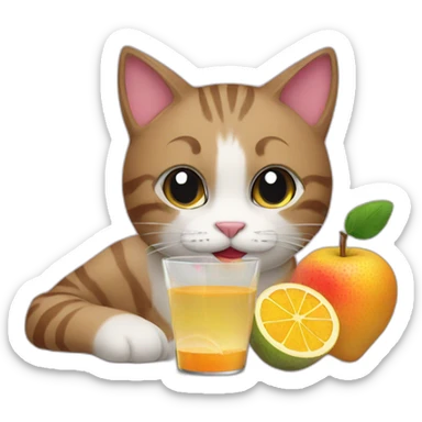 cat drinking fruit juice sticker
