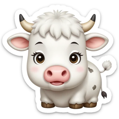 White cow with adorable cute expression that makes you say awww sticker