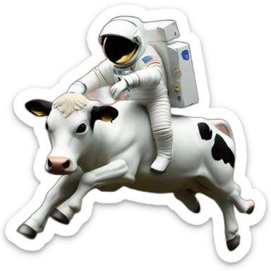 astronaut riding on cow sticker