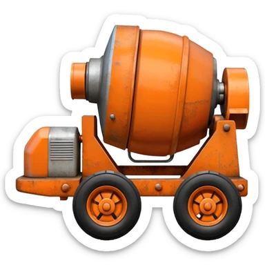 small orange cement mixer (not a truck) sticker
