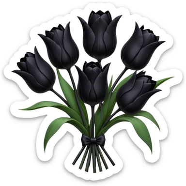 goth tulip bouquet, black tulips, spiderweb details sticker