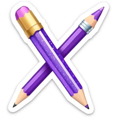 Glitter Purple and Cian pencil hand write  sticker