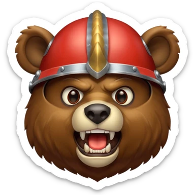 Bear wearing horned helmet growling sticker