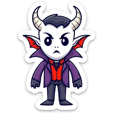 Elegant vampire with small horns sticker
