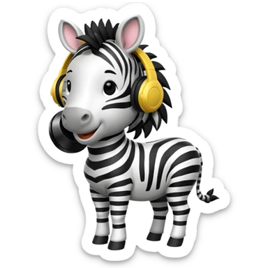 A zebra listening to music sticker