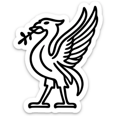 Liver bird, mythical bird symbol of Liverpool, cormorant-like bird with outstretched wings sticker