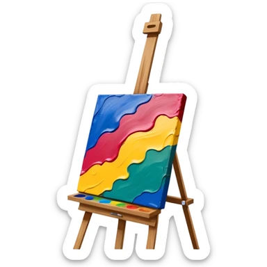 canvas on an easel with paint strokes sticker
