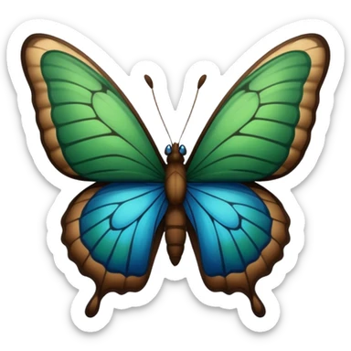 🦋 թևերի եզրերը լինի կապույտ, կանաչ թևերով, մարմնին միանալու հատվածը շագանակագույն, սև մարմնով  sticker