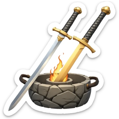 A Japanese stone forge with a sword sticker