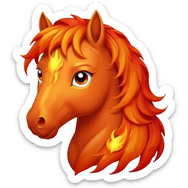 Worried fire horse emoji  sticker