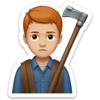 13 y/o Brian robeson at the beginning of Hatchet
struggling with his parents' recent divorce and harboring . He is angry, self-pitying
He is carrying a hatchet
He is in a single-engine plane with a pilot who soon suffers a heart attack, leaving Brian to navigate the crash and his new, harsh reality. sticker