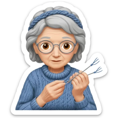 elderly woman knitting sticker