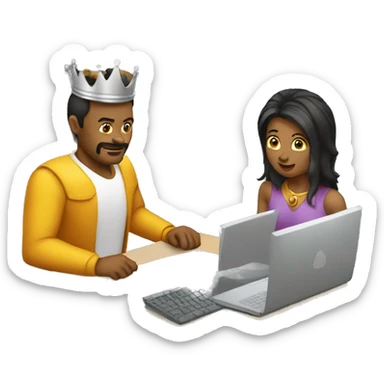 5 king people vs 1 customer with computer sticker