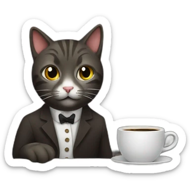 Barista Cat in Coffee Shop sticker