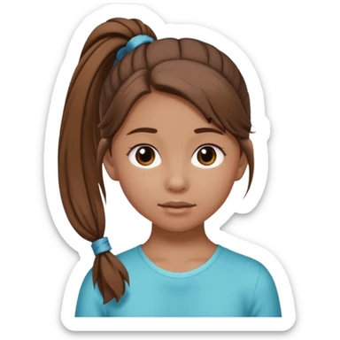 Normal skinned, tiny nosed, brown haired girl with Tying a ponytail sticker