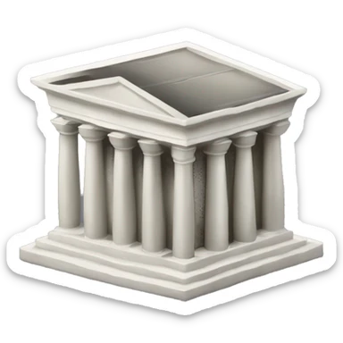 Emoji de edificio de banco: estructura clásica, columnas, puerta grande y símbolo de moneda o dólar sticker