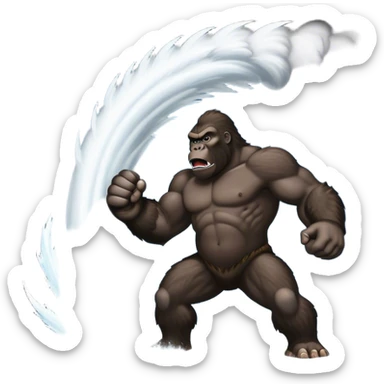 king kong punching a tall tornado cyclone sticker