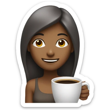 smiling girl with coffee cup with eyes open sticker