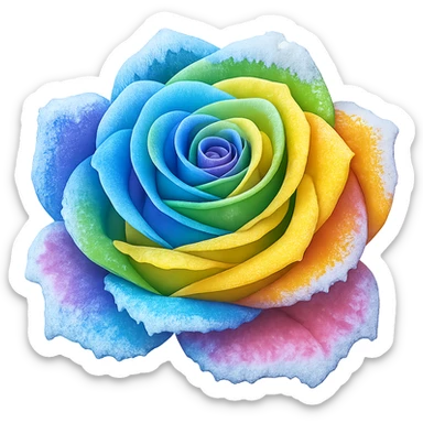Make the frozen rose rainbow colored in the style of emoji (apple style emojis). Remove the background. sticker