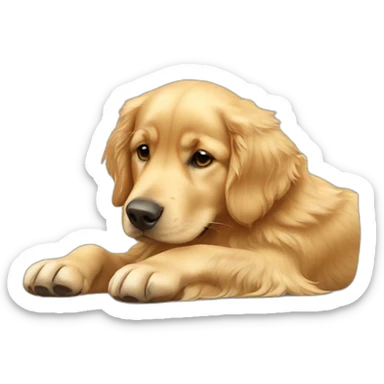 golden retriever lying down on the back  sticker