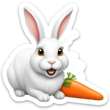 White rabbit with carrot in mouth sticker