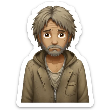 very dirty looking homeless person very very dirty sticker