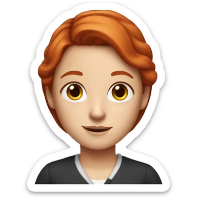 Girl with red hair and freckles that is a teacher sticker