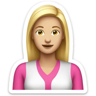 white female employee in intensive pink clothes sticker
