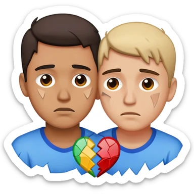 gay couple breaking up with a shattered heart between them sticker