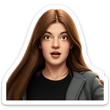 girl with long brown hair sticker