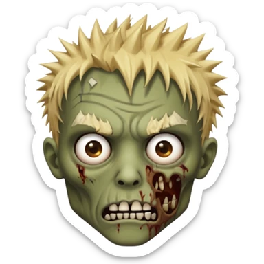 zombie face with spiky hair with blonde patch on the left and make him brownskin sticker