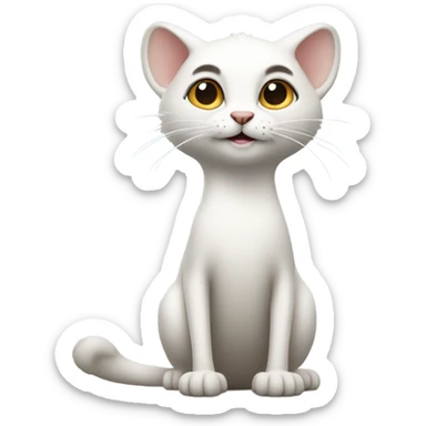 white cat standing tall like a meerkat sticker