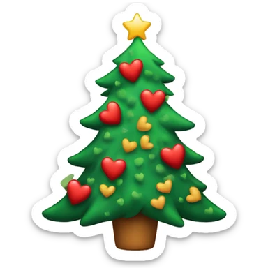 Christmas tree decorated with hearts sticker