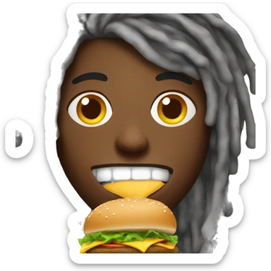 Black guy with dreadlock hair and a full face of make up eating a cheeseburger  sticker