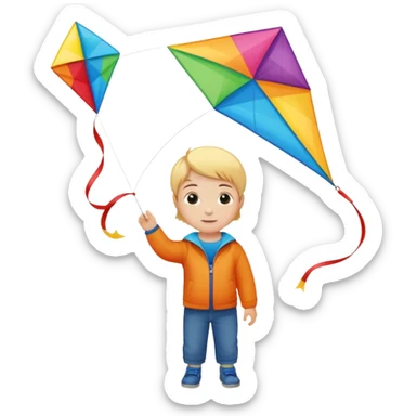 little kid with kite sticker