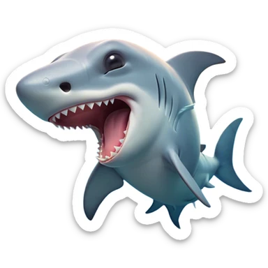 Cinematic Cute Yawning Hammerhead Shark Portrait Emoji, Head tilted slightly with a dramatic, wide-open yawn, showcasing its unique hammer-shaped head with relaxed, drooping fins and sleepy, half-closed eyes, Simplified yet irresistibly adorable features, highly detailed, glowing with a soft, cozy oceanic glow, high shine, relaxed yet expressive, stylized with a hint of whimsical aquatic ease, soft glowing outline, capturing the essence of a drowsy yet affectionate hammerhead that appears ready to stretch and yawn its way out of the screen! sticker