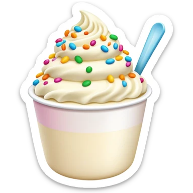 Vanilla mixed with sprinkles frozen yogurt in a white cup sticker