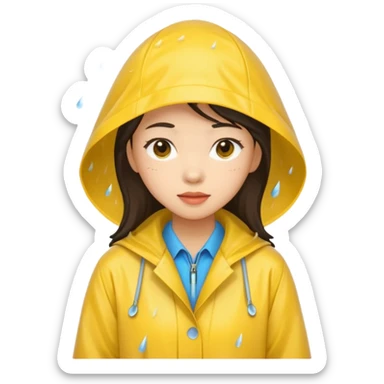 Asian lady caught in the rain sticker